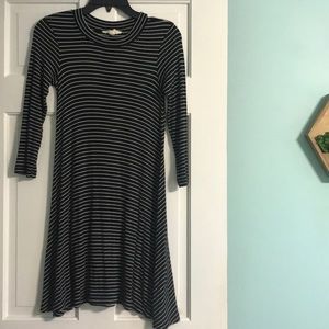 Black and white stripe long sleeve dress